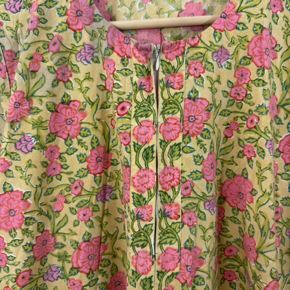 Kilol X-Large Hand Block Large Kaftan Dress Pockets Floral Pullover Womens - Picture 8 of 15